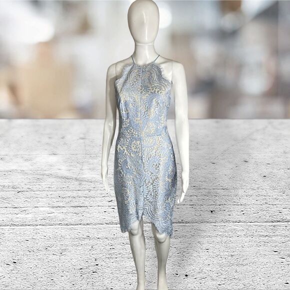 Lover Light Blue Lace Tie Up Open Back Dress - Picture 2 of 5